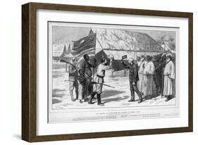 The Meeting of Stanley and Livingstone in Tanganyika, 1871-null-Framed Art Print