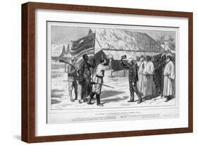 The Meeting of Stanley and Livingstone in Tanganyika, 1871-null-Framed Art Print