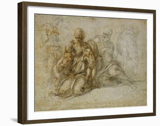 The Meeting of the Infant Saint John the Baptist with the Holy Family Attended by Angels: the…-Michelangelo Buonarroti-Framed Giclee Print