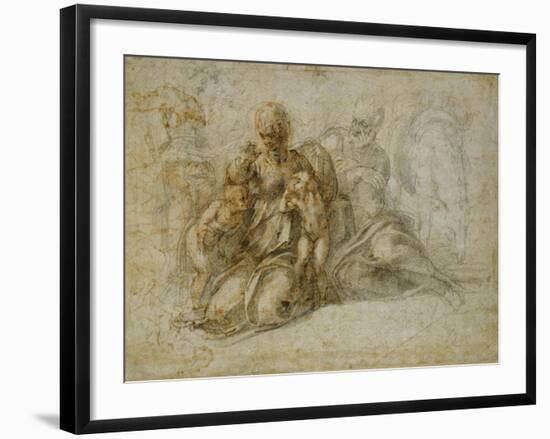 The Meeting of the Infant Saint John the Baptist with the Holy Family Attended by Angels: the…-Michelangelo Buonarroti-Framed Giclee Print