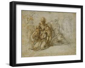 The Meeting of the Infant Saint John the Baptist with the Holy Family Attended by Angels: the…-Michelangelo Buonarroti-Framed Giclee Print