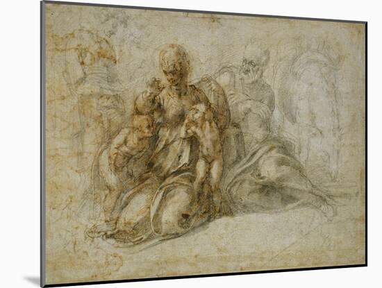 The Meeting of the Infant Saint John the Baptist with the Holy Family Attended by Angels: the…-Michelangelo Buonarroti-Mounted Giclee Print