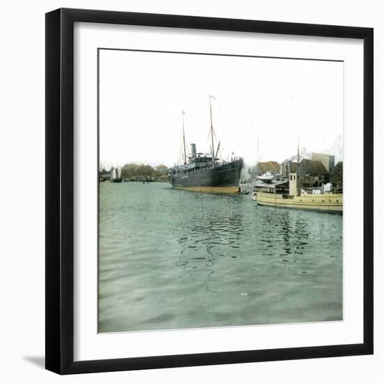 The "Melchior" Leaving the Quays of Christiania (Present Day Oslo, Norway)-Leon, Levy et Fils-Framed Photographic Print