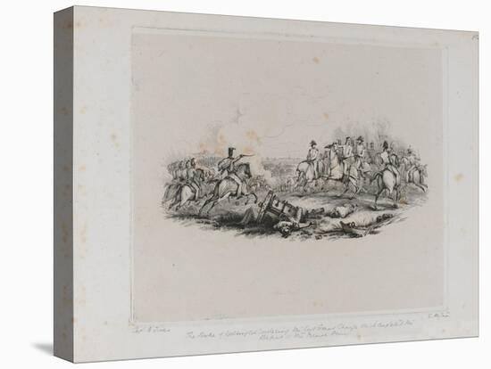 The Memorable Battle of Waterloo - the Duke of Wellington Ordering the Last Grand Charge Which Comp-George Jones-Stretched Canvas