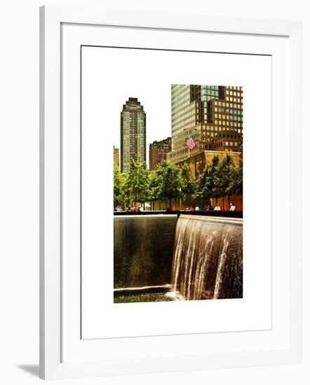 The Memorial Pool View at 9/11 Memorial, 1WTC, Manhattan, New York, White Frame, Sunset Colors-Philippe Hugonnard-Framed Art Print