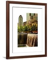 The Memorial Pool View at 9/11 Memorial, 1WTC, Manhattan, New York, White Frame, Sunset Colors-Philippe Hugonnard-Framed Art Print