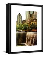 The Memorial Pool View at 9/11 Memorial, 1WTC, Manhattan, New York, White Frame, Sunset Colors-Philippe Hugonnard-Framed Stretched Canvas