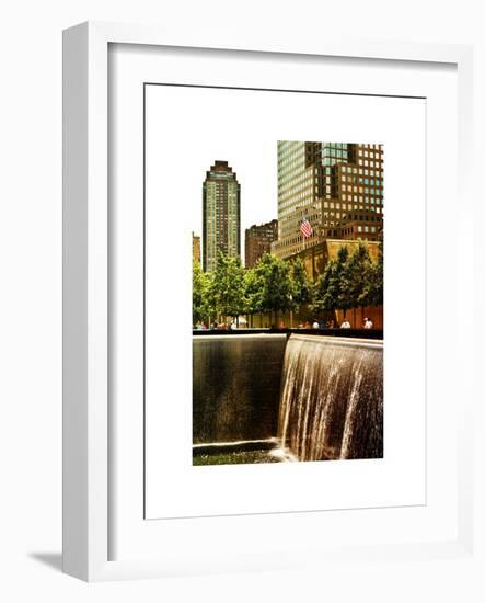 The Memorial Pool View at 9/11 Memorial, 1WTC, Manhattan, New York, White Frame, Sunset Colors-Philippe Hugonnard-Framed Art Print