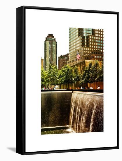 The Memorial Pool View at 9/11 Memorial, 1WTC, Manhattan, New York, White Frame, Sunset Colors-Philippe Hugonnard-Framed Stretched Canvas