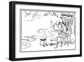 The Mendicant Priest and the Wild Geese, Late 17th or Early 18th Century-Hanabusa Itcho-Framed Giclee Print