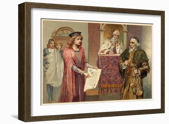 The Merchant of Venice, Act IV Scene I: Shylock Can Have His Pound of Flesh-null-Framed Art Print