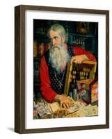 The Merchant (Old Man with Mone), 1918-Boris Michaylovich Kustodiev-Framed Giclee Print