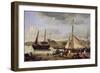 The Merchant's Quay at Rouen, 1834-Jean-Baptiste-Camille Corot-Framed Giclee Print