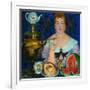 The Merchant's Wife Drinking Tea, 1923-Boris Michaylovich Kustodiev-Framed Giclee Print