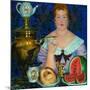 The Merchant's Wife Drinking Tea, 1923-Boris Michaylovich Kustodiev-Mounted Giclee Print