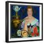 The Merchant's Wife Drinking Tea, 1923-Boris Michaylovich Kustodiev-Framed Giclee Print