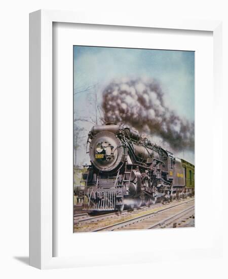 The 'Merchants Limited' All-Pullman Luxury Train of the New Haven Railroad at Speed South of Boston-null-Framed Giclee Print