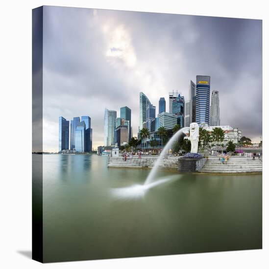 The Merlion Statue with the City Skyline in the Background-Gavin Hellier-Stretched Canvas