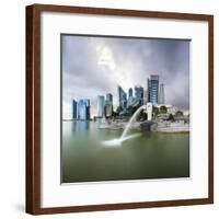 The Merlion Statue with the City Skyline in the Background-Gavin Hellier-Framed Photographic Print