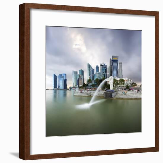 The Merlion Statue with the City Skyline in the Background-Gavin Hellier-Framed Photographic Print