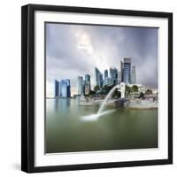 The Merlion Statue with the City Skyline in the Background-Gavin Hellier-Framed Photographic Print