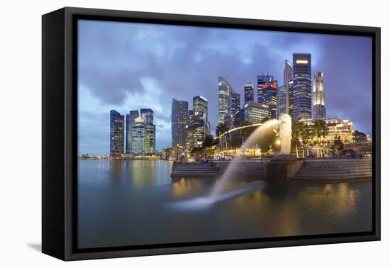 The Merlion Statue with the City Skyline in the Background-Gavin Hellier-Framed Stretched Canvas