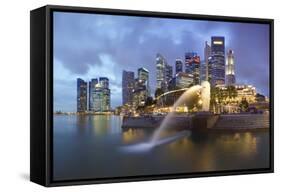 The Merlion Statue with the City Skyline in the Background-Gavin Hellier-Framed Stretched Canvas