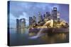 The Merlion Statue with the City Skyline in the Background-Gavin Hellier-Stretched Canvas