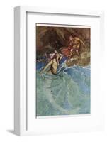 The Mermaid Falls in Love with the King-Warwick Goble-Framed Photographic Print
