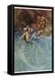 The Mermaid Falls in Love with the King-Warwick Goble-Framed Stretched Canvas