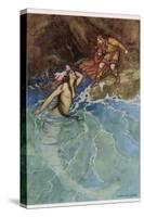 The Mermaid Falls in Love with the King-Warwick Goble-Stretched Canvas