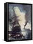 The Merrimac Sinks the Cumberland-Edward Moran-Framed Stretched Canvas