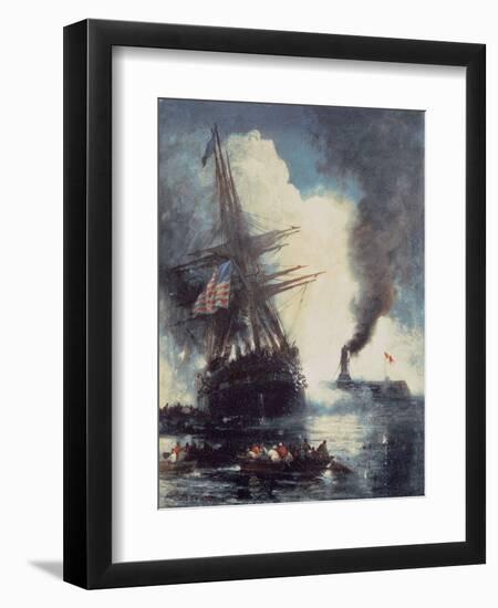 The Merrimac Sinks the Cumberland-Edward Moran-Framed Premium Giclee Print