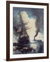 The Merrimac Sinks the Cumberland-Edward Moran-Framed Giclee Print