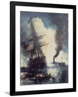 The Merrimac Sinks the Cumberland-Edward Moran-Framed Giclee Print