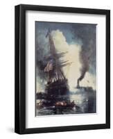 The Merrimac Sinks the Cumberland-Edward Moran-Framed Giclee Print