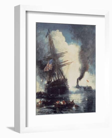 The Merrimac Sinks the Cumberland-Edward Moran-Framed Giclee Print