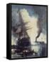 The Merrimac Sinks the Cumberland-Edward Moran-Framed Stretched Canvas