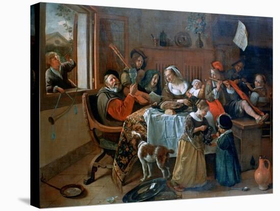 The Merry Family, 1668-Jan Steen-Stretched Canvas