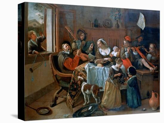 The Merry Family, 1668-Jan Steen-Stretched Canvas