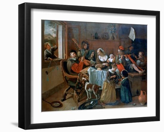 The Merry Family, 1668-Jan Steen-Framed Giclee Print