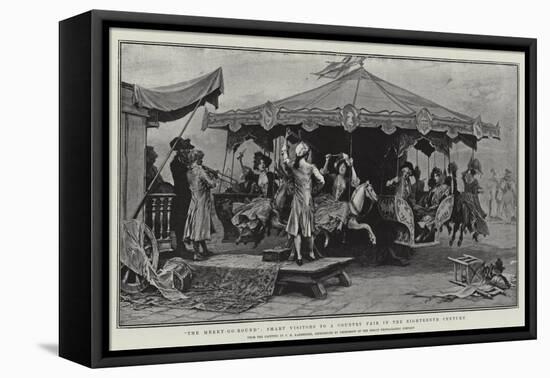 The Merry-Go-Round, Smart Visitors to a Country Fair in the Eighteenth Century-Frederik Hendrik Kaemmerer-Framed Stretched Canvas