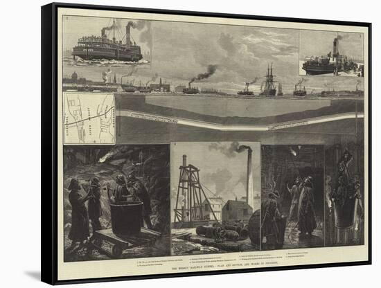 The Mersey Railway Tunnel, Plan and Section, and Works in Progress-null-Framed Stretched Canvas