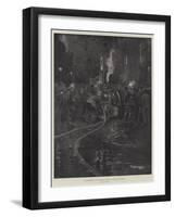 The Metropolitan Fire Brigade at Work, Connecting the Hose-null-Framed Giclee Print