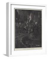 The Metropolitan Fire Brigade at Work, Connecting the Hose-null-Framed Giclee Print