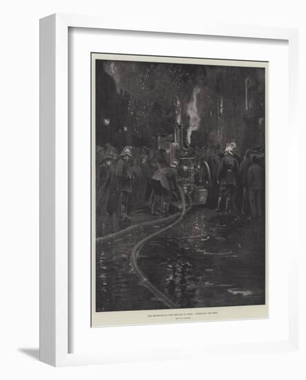 The Metropolitan Fire Brigade at Work, Connecting the Hose-null-Framed Giclee Print