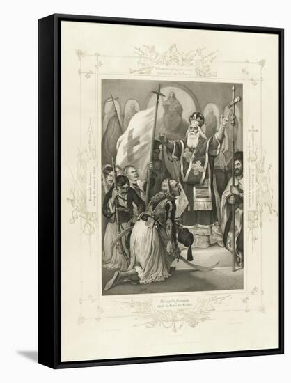 The Metropolitan Germanos Raising the Banner of Freedom (From the Album of Greek Herois)-Peter Von Hess-Framed Stretched Canvas