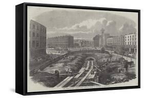 The Metropolitan (Underground) Railway, Works in Progress at King'S-Cross-Percy William Justyne-Framed Stretched Canvas