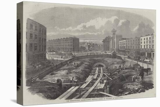 The Metropolitan (Underground) Railway, Works in Progress at King'S-Cross-Percy William Justyne-Stretched Canvas