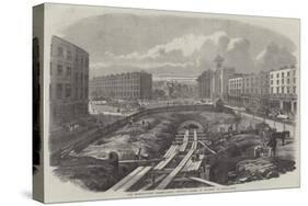 The Metropolitan (Underground) Railway, Works in Progress at King'S-Cross-Percy William Justyne-Stretched Canvas
